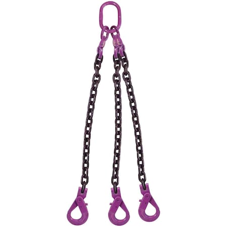 5/8 X 6' - 3 Leg Chain Sling W/ Self-Locking Hooks - Grade 100